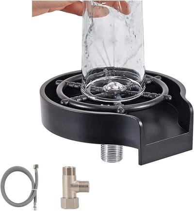 Glazen spoeler - Fles wassen - Snel glazen reinigen - Krachtige waterstraal - Minder dan 8cm - Zwart