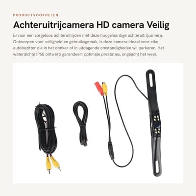 Dailygoods- Achteruitrijcamera waterdicht IP68 - HD COMS-sensor - 170° breedhoek - 8 infrarood LED's - Eenvoudige installatie - Verstelbare lens