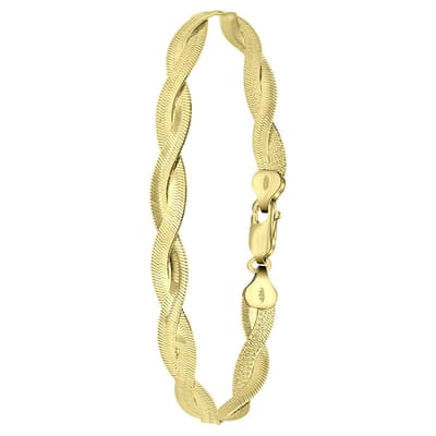 Lucardi Dames Armband gedraaid - Echt Zilver - Armband - Cadeau - 19 cm - Goudkleurig