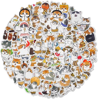 100 Stuks Schattige Kawaii Kat Stickers, Waterdichte Stickers voor Scrapbooking, Laptop en Waterfles, Perfect voor Creatieve Projecten