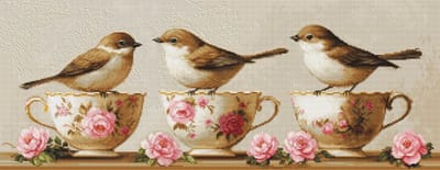 Borduurpakket Luca-S - Three Dainty Birds - Drie Sierlijke Vogels - BU5092