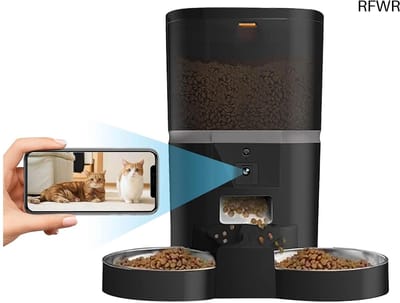 RFWR® Dubbele Automatische Voerbak 6L voor Kat en Hond met Smartphone Besturing en Camera