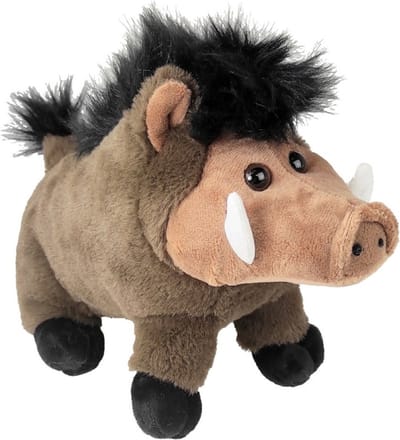 Inware pluche wild zwijn - knuffel zwijntje - bruin - 18 cm - bosdieren knuffel