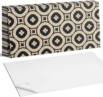 Coloray Plaktegels - Geometrisch patroon met vierkanten Zelfklevende Wandtegels - 40 cm x 20 cm - Zwart Plaktegels - 10 stuks - Rechthoek PVC Tegels - Plaktegels Badkamer - Vloertegels Zelfklevend - Vinyl Tegels - Portugese Tegels