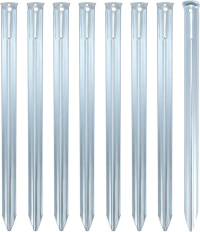 8 x Metalen Haringen 30 x 2 cm - Stevige Halve Cirkel Haringen voor Kamperen en Buitenactiviteiten - Ideaal voor Normale Bodem met Gat voor Haringtrekkers