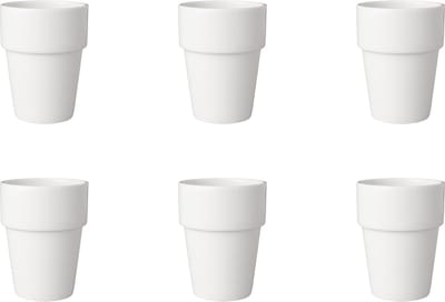 Mammoet - Budgetline - Beker - Mok - 6 stuks - 19 cl - Wit - Porselein - Melkbeker