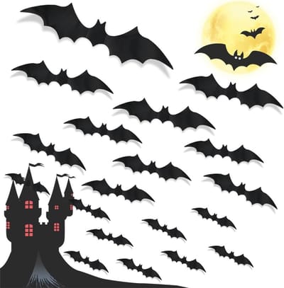Grote en Kleine Halloween Vleermuis Stickers voor Muurdecoratie, 3D PVC Vleermuis Versieringen, Ideaal voor Feestjes en Raamdecoratie, 88 Stuks