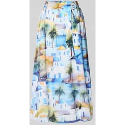 Midirok van viscosemix met all-over motiefprint