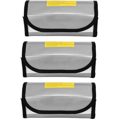 3 pièces de Sac de Protection pour Batterie Lipo Ignifuge Antidéflagrant Résistant aux Hautes Températures pour Atelier Domestique black