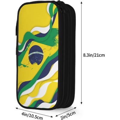 brazilië vlag Merchandise Pennendoos Grote capaciteit Voor School Pennenbakje Cadeau (as the picture,M)