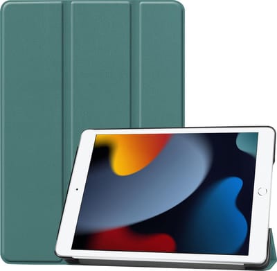 Hoesje - Geschikt voor Apple iPad 9 (2021) - 10.2 inch - 9e Generatie - Dun & Stevig - Hardcover Book Case - Trifold Bookcase Hoes - Hard Cover - Tablethoes - Donkergroen