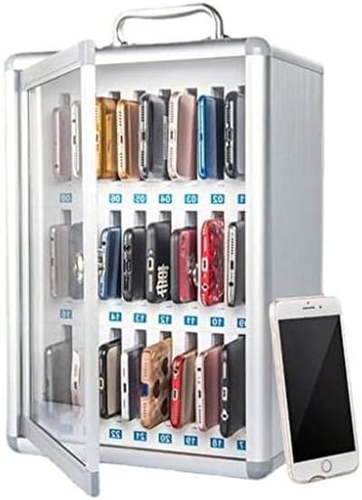 Telefoonkluis - Opbergkast - Apparaten Beveiligen - Genummerd Ontwerp - 60 Vakken - Zilver