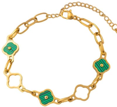 Armband Dames - Klaver - RVS - Lengte 17-21 cm - Goudkleurig
