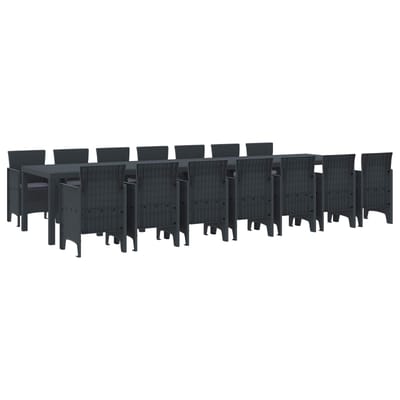 vidaXL - Tuin - eettafelset - met - kussens - 15 - st - Antraciet - PP