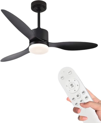 Livano Plafondventilator - Met Verlichting - Plafond Ventilator - Met Lamp - Plafonniere Met Ventilator - Met Licht - Zwart - 105cm