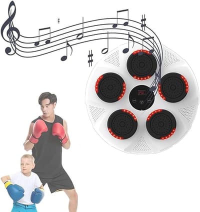 Muziek Boksmachine - Bokszak Muur - Thuis Fitness - Interactieve Training - 43x43x9cm - Wit