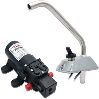 Dailygoods - RV-waterpomp - Elektrische zelfaanzuigende pomp - 12V met 360° draaibare klep - Zwart - Geschikt voor RV, Marine, Yacht, Caravan