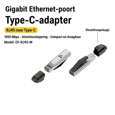 Premium USB-C naar RJ45 Ethernet Adapter - Gigabit Netwerk Converter - 1000 Mbps - Aluminium - Geschikt voor MacBook, Laptop & Tablet