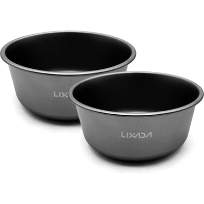 4 stuks Outdoor Pure Ti Picknickkom Draagbaar Serviesgoed Kamperen Reizen Anti-Verbranding Instant Noedelkom 2pcs black