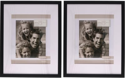Gerimport Fotolijstje Paris - 2x - 28 x 35 cm - zwart - met passe partout - 20 x 25 cm - hout