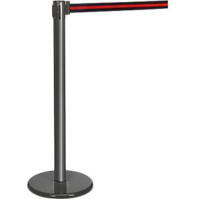 Afzetpaal met trekband antraciet, trekband zwart/rood