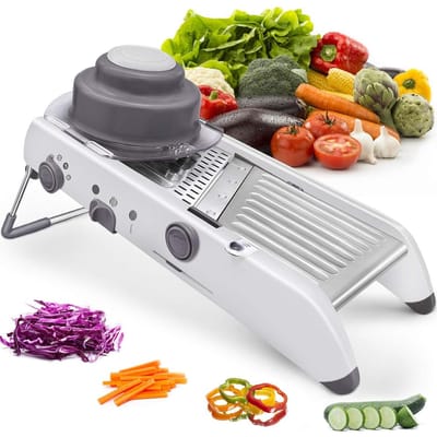 LMETJMA Mandoline réglable 18 en 1 en acier inoxydable pour pommes de terre et oignons JT214 gray