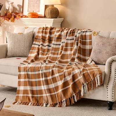 Herfst Geruite Deken - Zachte Plaid voor Bank en Bed, Decoratieve Acryl Gooi voor Woondecoratie