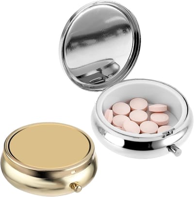 Compacte Pillendoos voor Portemonnee of Tas, 2 Stuks Draagbare Schattige Pillenhouder voor Medicijnen, Vitaminen en Supplementen Organizer