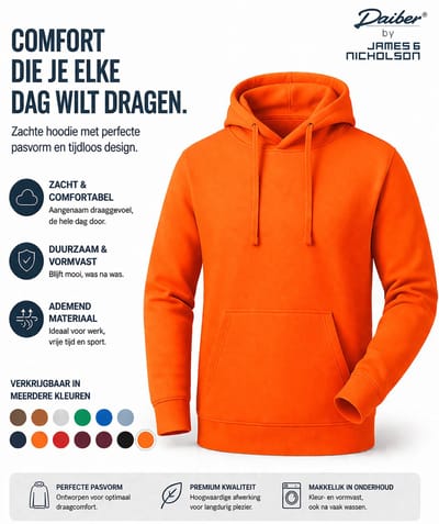 James And Nicholson Heren Basis Hoodie (Oranje)