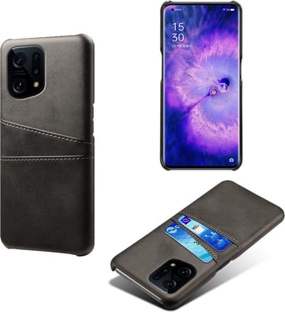 Back Cover met Opbergvakjes + PMMA Screenprotector voor OPPO Find X5 Pro _ Zwart