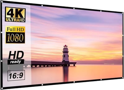 Projectiescherm - Draagbaar Scherm Gordijn - Thuis Bioscoop Kantoor - 16:9 Formaat HD - 110 Inch - Mat Wit