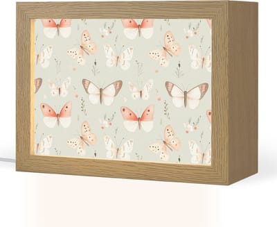 Nachtlampje 20x15 cm - Kinder lampje - Vlinder - Patroon - Pastel - Tafellamp kinderkamer - Slaapkamer lamp - Bedlamp kinderen - Kinderlampje stopcontact - Wandlamp babykamer - Nachtlampjes