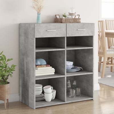 vidaXL - Dressoir - 80x42,5x93 - cm - bewerkt - hout - betongrijs