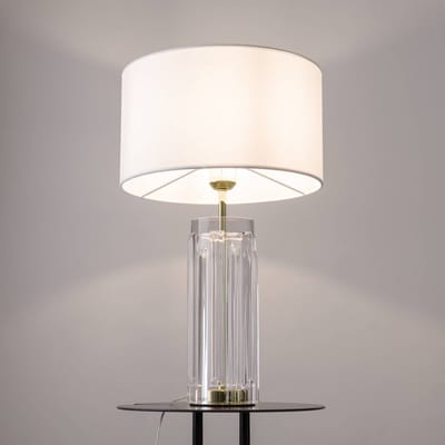Maytoni Muse tafellamp, wit, hoogte 53 cm, textiel/glas