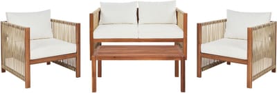 ANTRIA - Loungeset 4-zits - Lichthout/Beige - Acaciahout