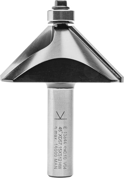 Afkantfrees - Kantenfrees Hoekfrees - Houtbewerking Precisie - 45 Graden Hoek - Schacht 12mm Diameter 57.2mm