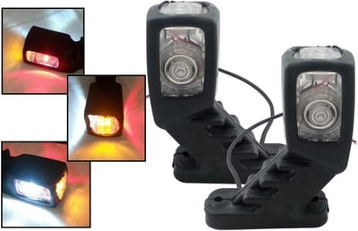 Set van 2x 12V LED Markeringslichten Zijknipperlichten voor Aanhanger en Vrachtwagen - Rood, Amber en Wit