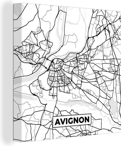 Canvas Schilderij Stadskaart - Plattegrond - Kaart - Frankrijk - 20x20 cm - Wanddecoratie