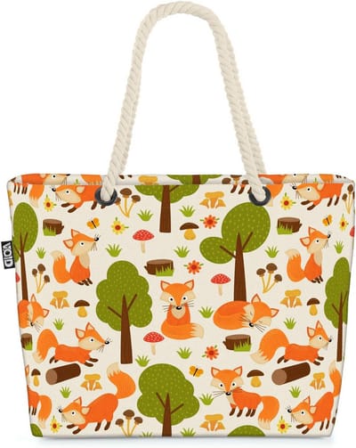 Ruime strandtas 58x38x16cm - Stevige shopertas met all-over print - Geschikt voor zware lasten