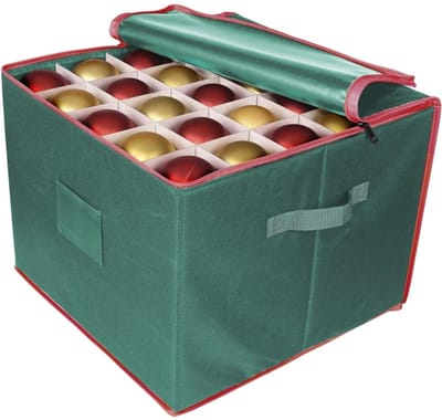 Famanu - Holiday Ornament Opbergdoos Organizer Borst, Houdt tot 75 Ornamenten Ballen Verdeeld Op 3 Trays met Dividers om Duurzame 600D Oxford Materiaal Organiseren