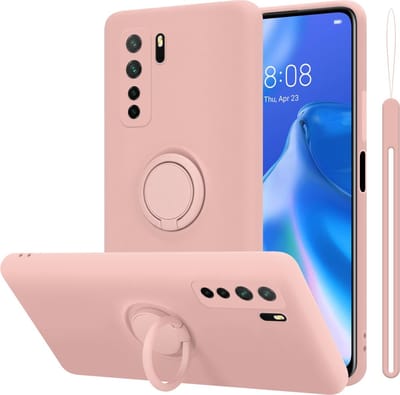 Cadorabo Hoesje geschikt voor Huawei P40 LITE 5G / NOVA 7 SE in LIQUID ROZE - Beschermhoes van flexibel TPU silicone Case Cover met ring