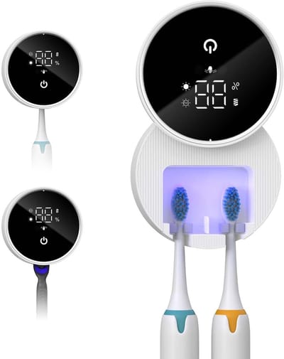 Dailygoods- Tandenborstelhouder Automatisch - UV Desinfectie - Wandmontage - LED Smart Screen - Contactloze Bediening - Accu met Lange Levensduur - Tandenborstel Desinfectiebox