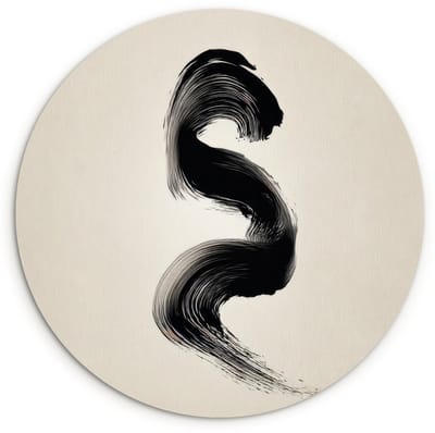 WallCircle® Wandcirkel 120x120 cm - Muurcirkel Penseelstreek - Zwart - Minimalistisch - Muurdecoratie woonkamer - Wanddecoratie slaapkamer - Kamer decoratie accessoires - Ronde schilderijen XXL