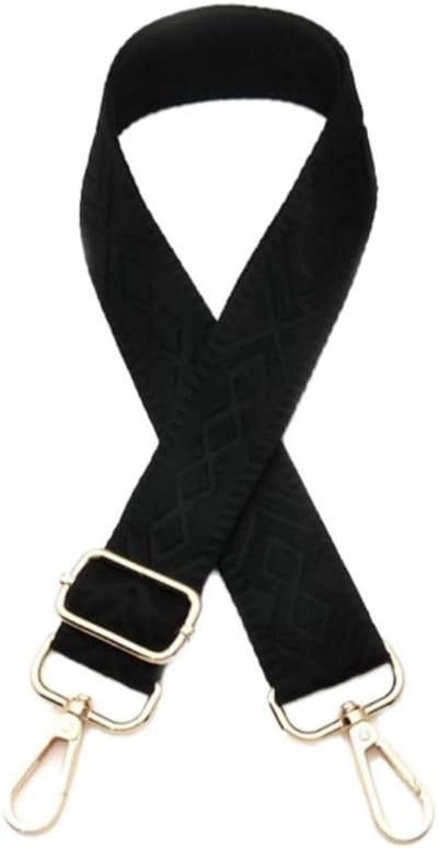 Verstelbare Tasriem 75-130 cm, Vervangende Schouderriem, 3.8 cm Breed, Ideaal voor Handtassen en Schoudertassen, Zwart met Goud, Perfect voor DIY Projecten en Accessoires