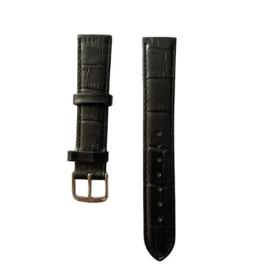 Leren horlogebandje - zilveren buckle - echt leer - crocodile black