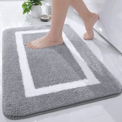 Antislip Badkamertapijt Hoogpolig 40x60 cm - Zachte Microvezel Wasbaar Grijs