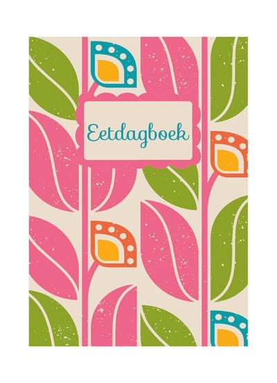 HappyBook - Eetdagboek - Eetschrift - Food Journal - Journal - Fleurig - Dagboek - Motivatie - Afvallen - Gezondheid - Eetschema - Gewicht tabel - Gezond Gewicht - Softcover - Elastiek - 12 weken - Boekenlegger - Dieetboek - Voedingboek - Gezondheid