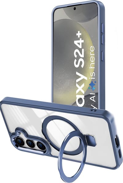Hoesje Geschikt voor Samsung Galaxy S24 Plus hoesje - met Magnetisch Ringhouder - Arara backcover - Blauw