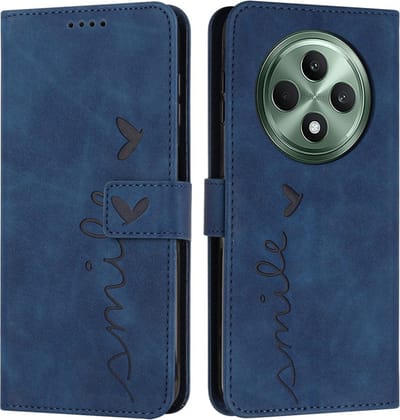 Coverup Hoesje - Geschikt voor OPPO Reno12 F 5G Hoesje - Coverup Smile Book Case - Blauw