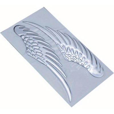 Paire Ailes 3D Autocollants de Voiture Badge Emblème Personnalisé Autocollant Moto Offroad Moto Double Sport VTT Scooter Chopper Custom one-size argenté